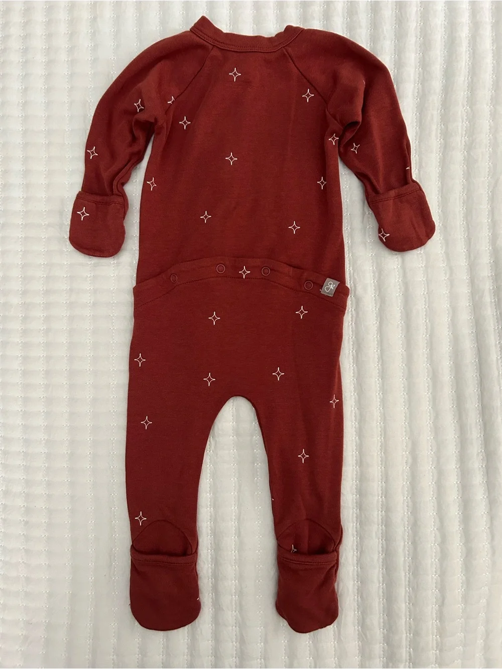 Goumi Rust Star Print Zip One Piece Sleeper, Footie Size 3-6M